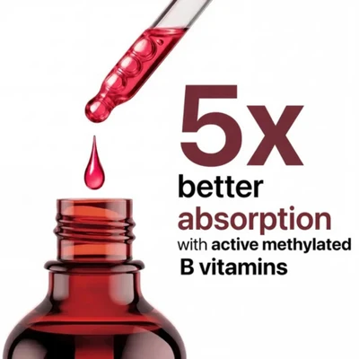 5x better absorption with active methylated B vitamins